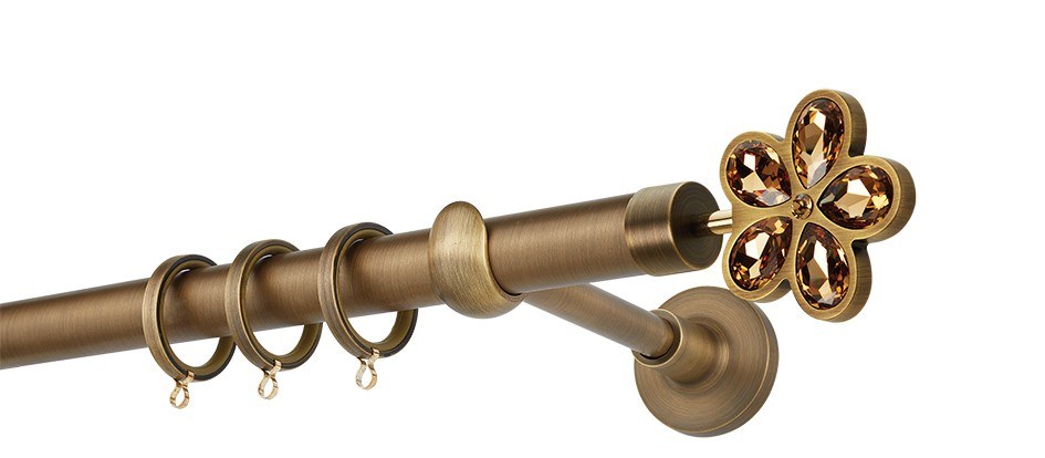 Κουρτινόβεργα Zogometal Prestige Collection PR4056 Μπονζέ/Όρο Με Άκρα Με Κρύσταλλα Swarovski 01 Crystal