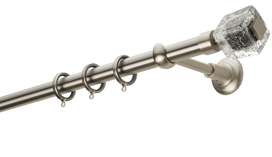 Zogometal Κουρτινόβεργα Zogometal Prestige Collection PR4058 Νίκελ Ματ/Χρώμιο Με Άκρα Με Κρύσταλλο Murano 55 Ice Black