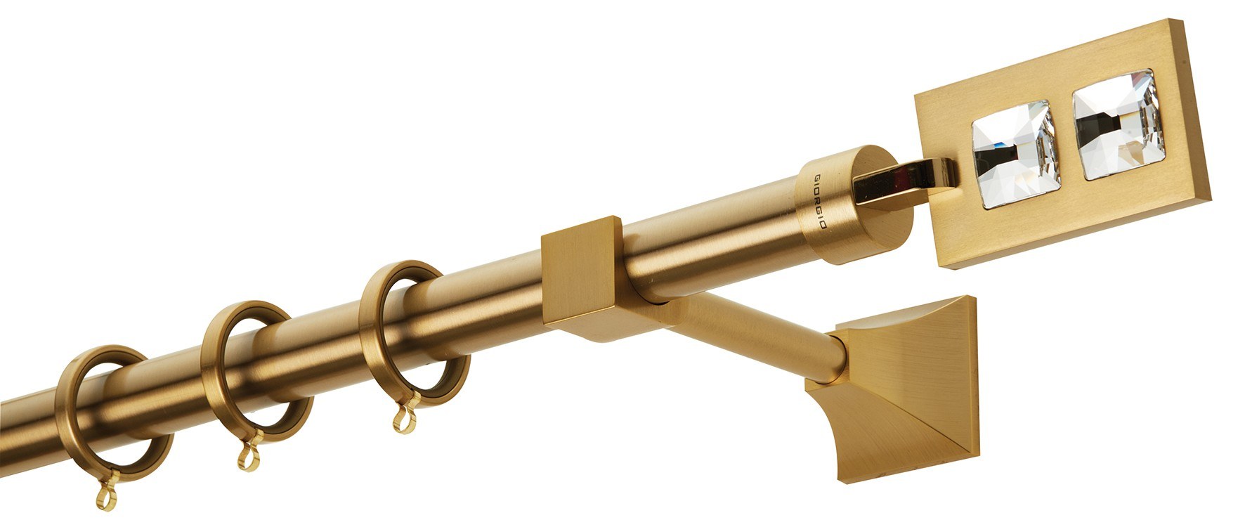 Κουρτινόβεργα Zogometal Prestige Collection PR4018 Όρο Ματ/Όρο Με Άκρα Με Κρύσταλλα Swarovski 01 Crystal