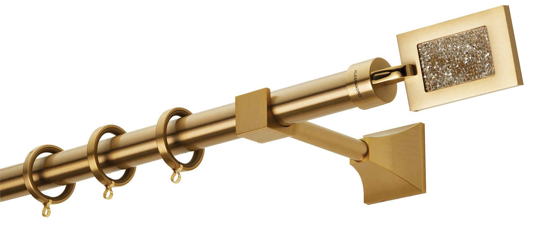 Κουρτινόβεργα Zogometal Prestige Collection PR4060 Όρο Ματ/Όρο Με Άκρα Με Κρύσταλλα Swarovski 01 Crystal