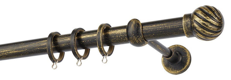 Κουρτινόβεργα Zogometal Rustique Collection R0427 Μαύρο Πατίνα Χρυσό