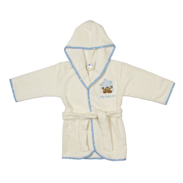 Μπουρνούζι Dimcol Αστέρι 128 Εκρού/Σιέλ No2