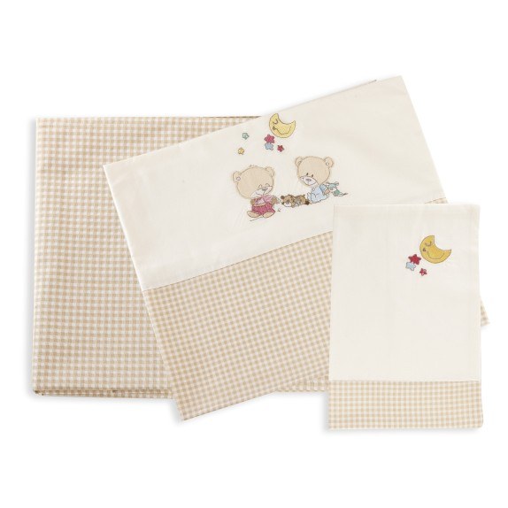 Σετ Σεντόνια Κούνιας Dimcol Happy Bears 22 Εκρου/Μπεζ...