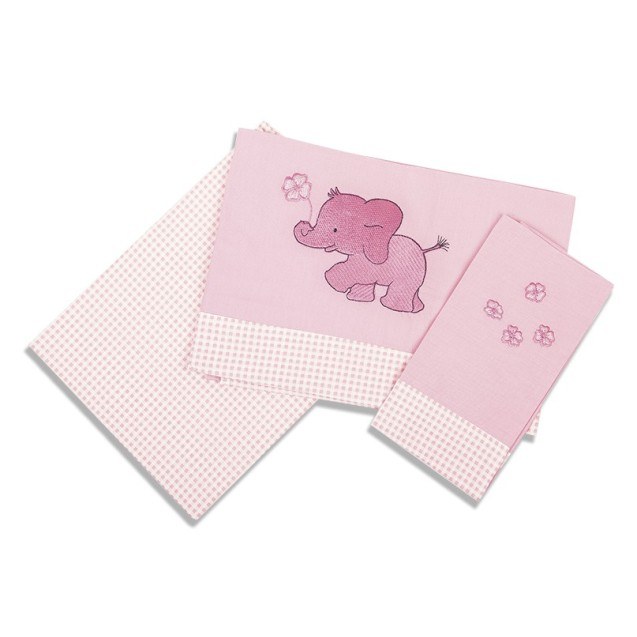 Σετ Σεντόνια Κούνιας Dimcol Ελεφαντάκι 15 Ροζ...