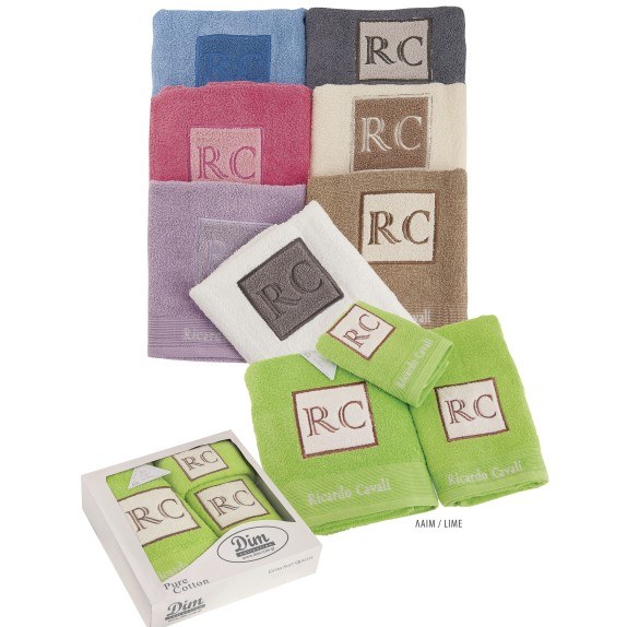 Σετ Πετσέτες 3 Τεμαχίων Dimcol Ricardo Cavalli Λάιμ