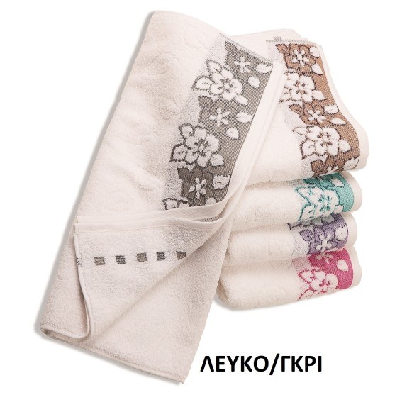 Πετσέτα Σώματος Dimcol Ερατώ Λευκό/Γκρι 70x140