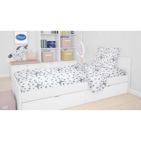 Σετ Σεντόνι Μονό & Μαξιλαροθήκη Dimcol Butterfly 56 Sky blue 160x240