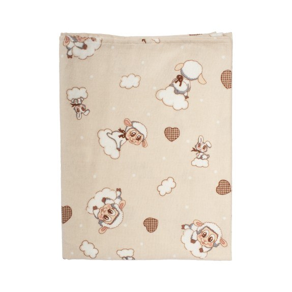 Βρεφικό Πάπλωμα Φανελένιο Dimcol Προβατάκι 07 Beige 120x160