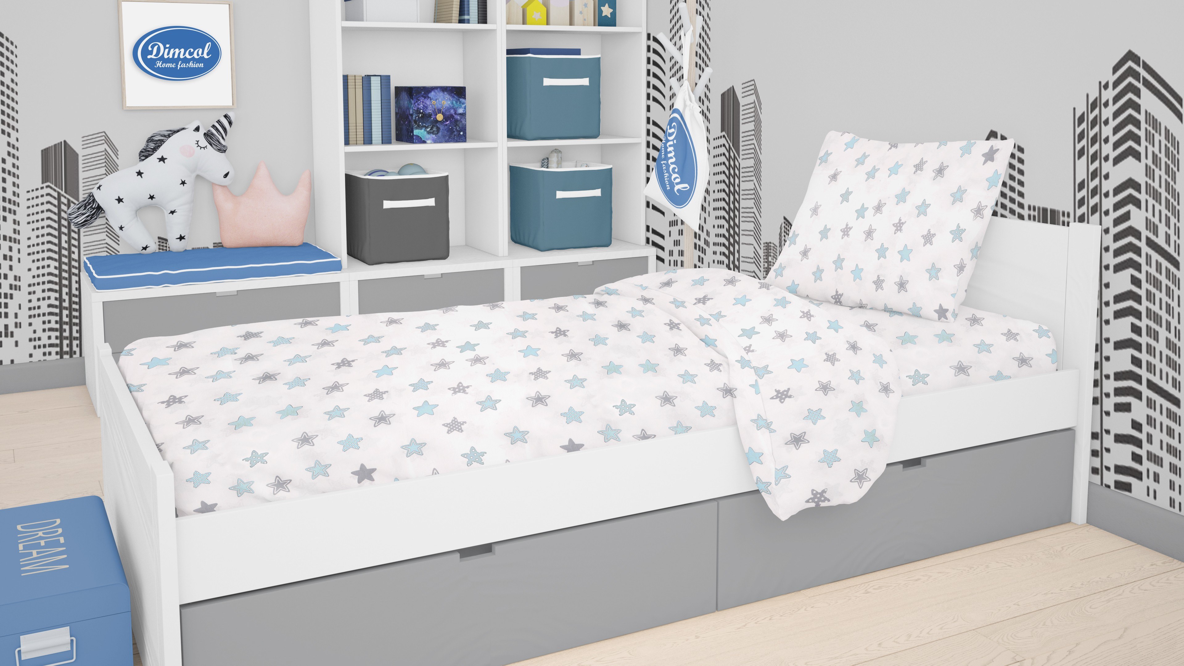 Πάπλωμα Μονό Dimcol Star 104 Sky blue 160x240