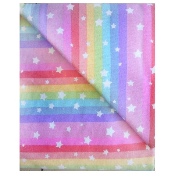 Σεντόνι Λίκνου Φανελένιο Dimcol Rainbow stars 12 80x110