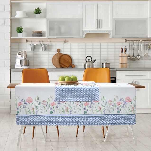 Runner Das Home 0597 Λευκό-Μπλε-Ροζ 40x150