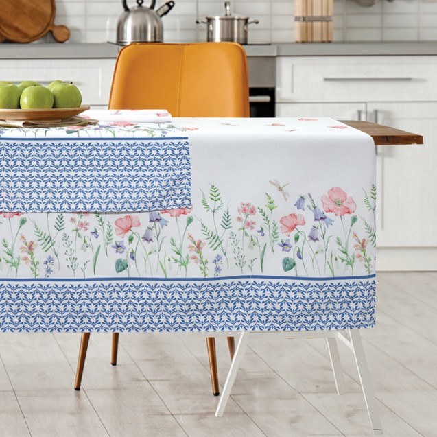 Runner Das Home 0597 Λευκό-Μπλε-Ροζ 40x150