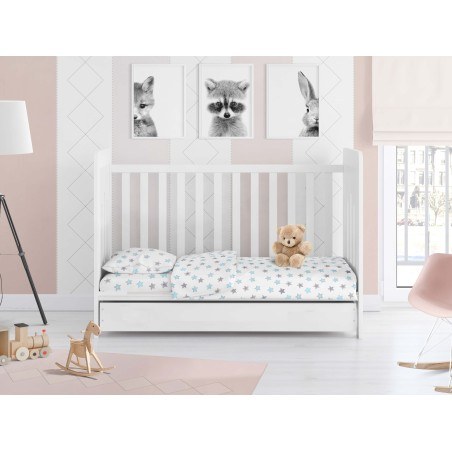 Σετ Σεντόνια Κούνιας Dimcol Star 104 Sky Blue 120x160