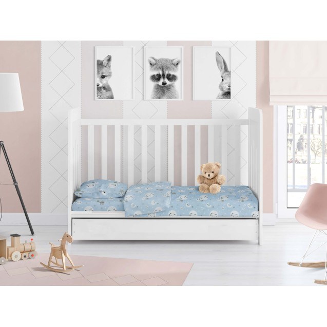 Σετ Σεντόνια Κούνιας Dimcol Smile 81 Blue 120x160