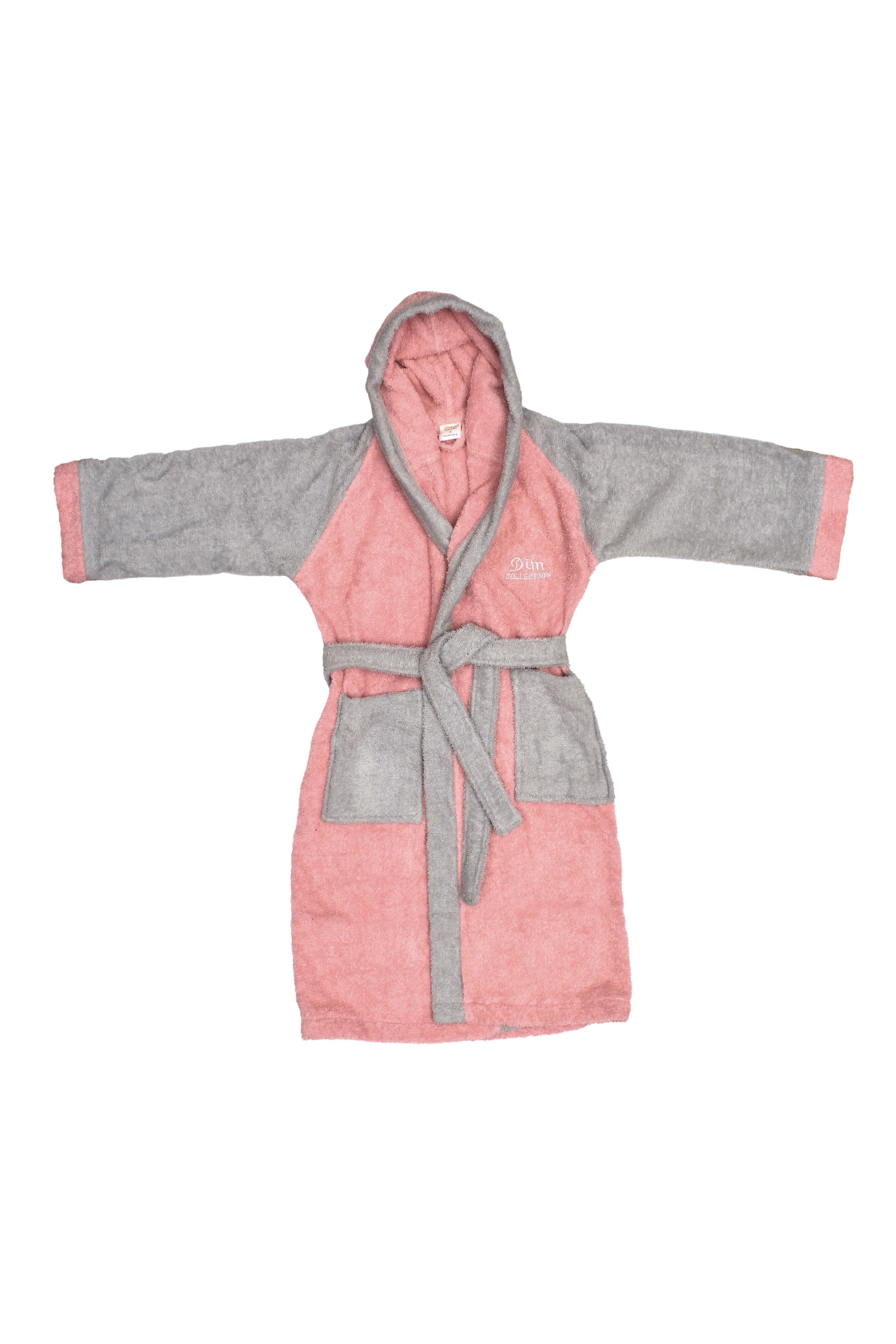 Μπουρνούζι Παιδικό με Κουκούλα Dimcol Happy Smile Κοραλί/Γκρι
