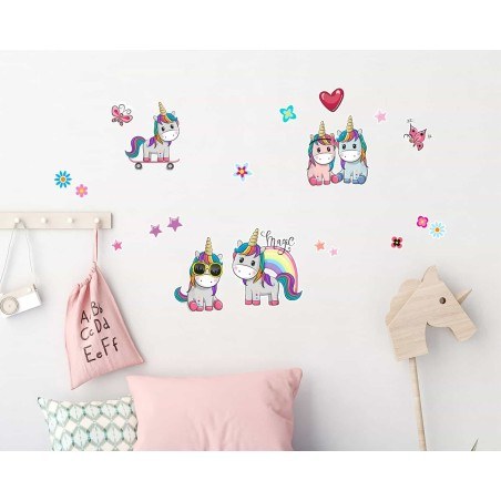 Διακοσμητικά Αυτοκόλλητα Τοίχου Ango Colorful Unicorns Large 18116