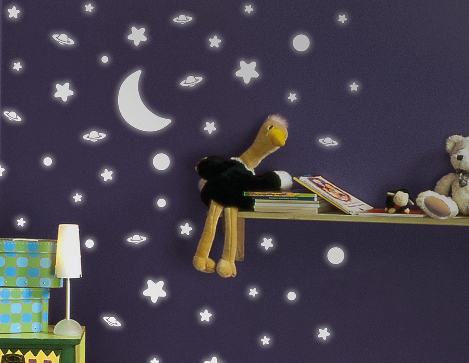 Φωσφορίζοντα Αυτοκόλλητα Τοίχου Ango White Stars Medium 79223