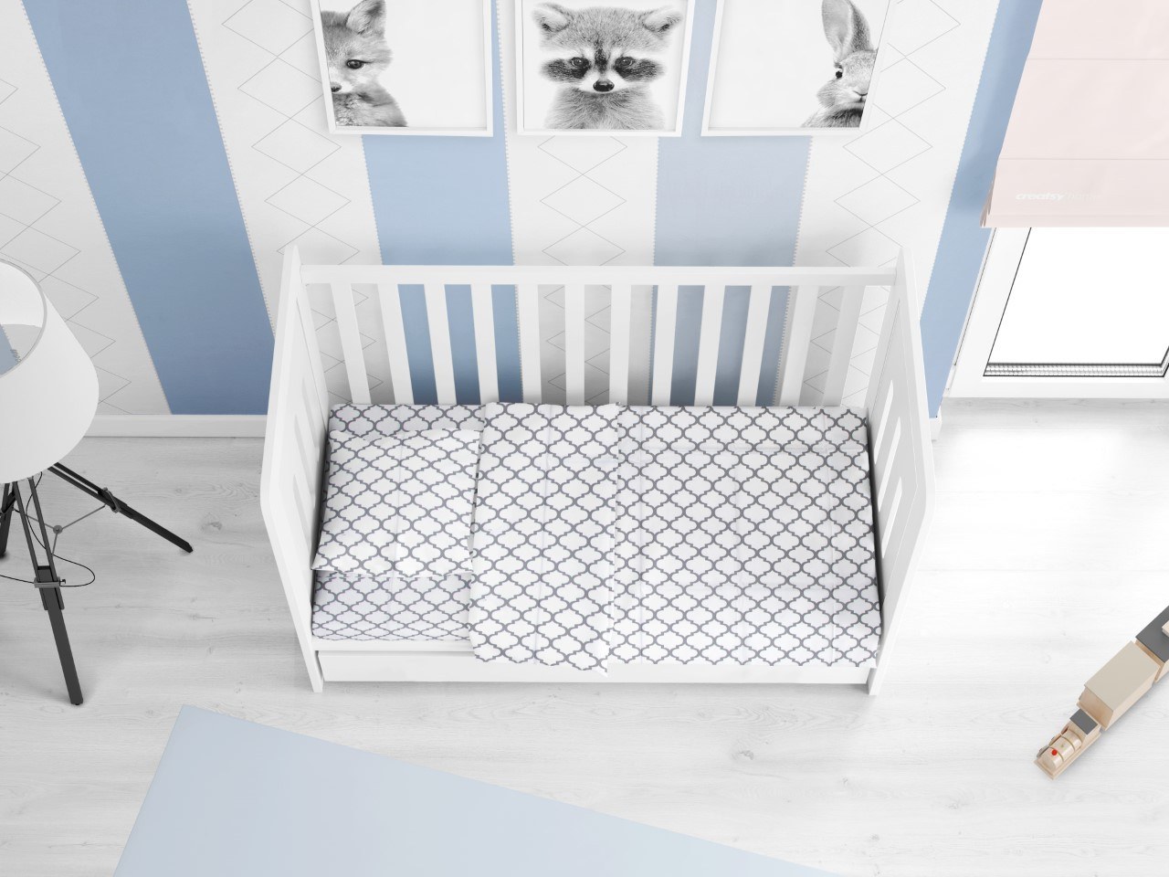 Σετ Σεντόνια Κούνιας 3 Τεμαχίων Dimcol Windows 136 White 120x160