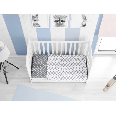 Σετ Σεντόνια Κούνιας 3 Τεμαχίων Dimcol Windows 137 Grey-White 120x160