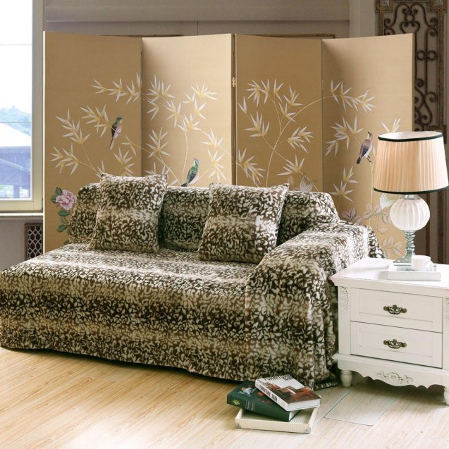 Ριχτάρι Τριθέσιου Silk Fashion Leopard Καφέ...