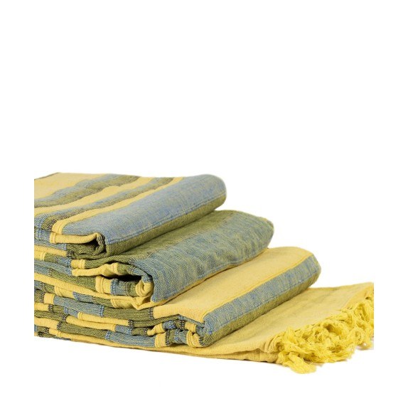 Σετ Ριχτάρια 3 Τεμαχίων Silk Fashion Kerala Κίτρινο/Πράσινο