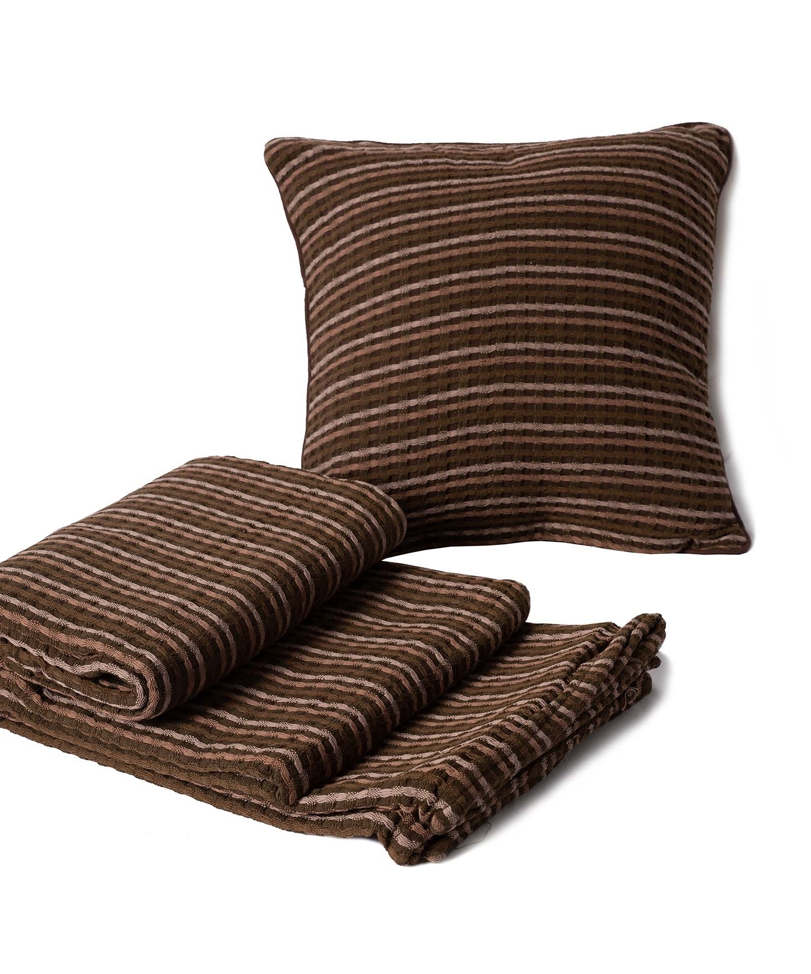 Μαξιλαροθήκη Διακόσμησης Silk Fashion Multisquare Καφέ 