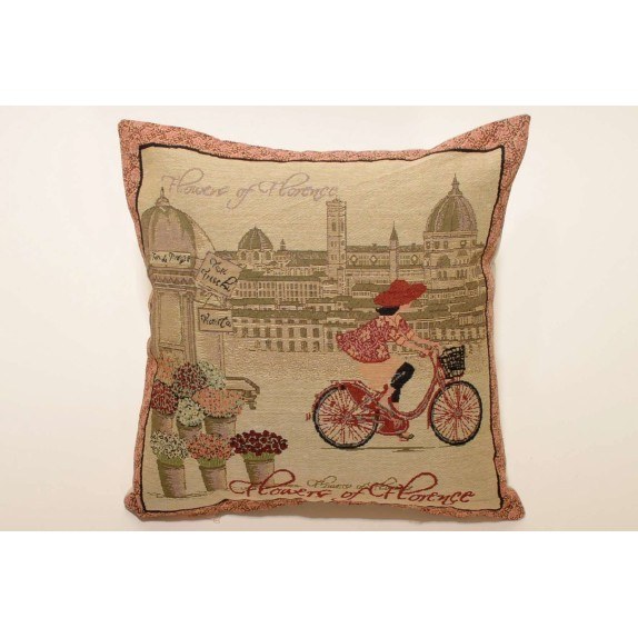 Μαξιλαροθήκη Διακόσμησης Silk Fashion Bicycle 45x45