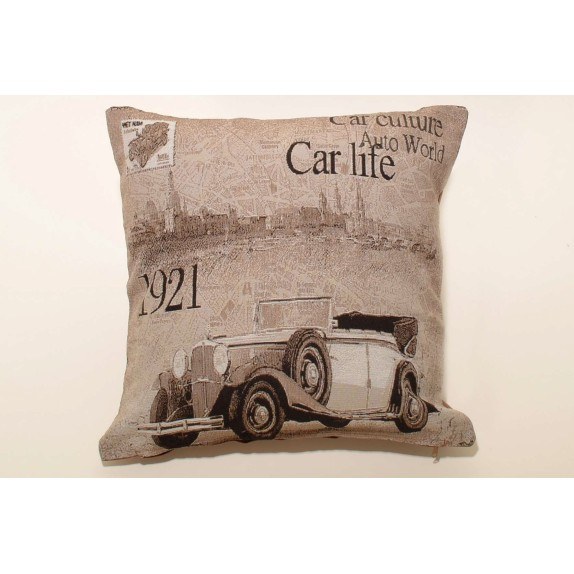 Μαξιλαροθήκη Διακόσμησης Silk Fashion Cars 2 Brown 45x45