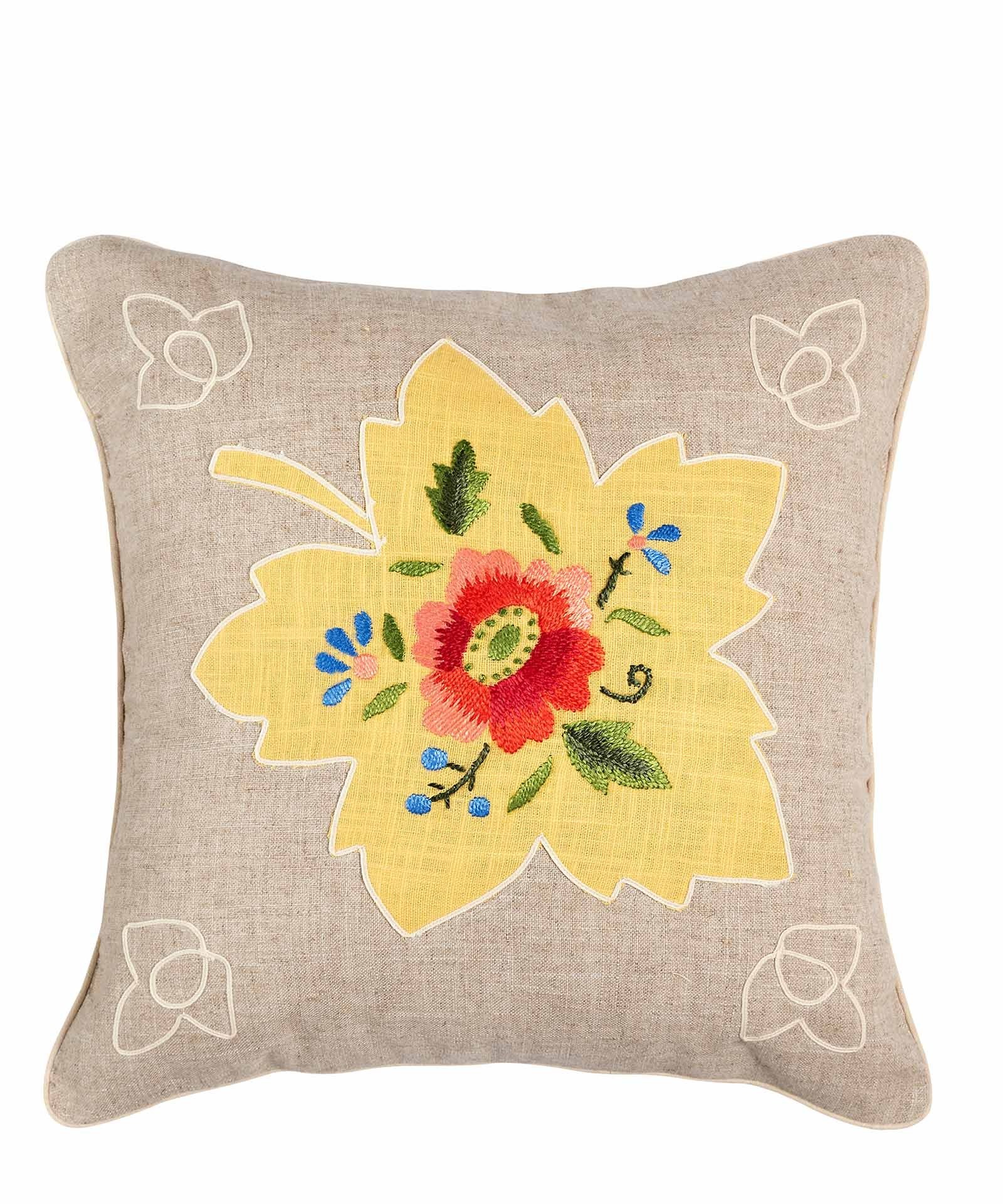 Μαξιλαροθήκη Διακόσμησης Silk Fashion Λινό Λουλούδι3 45