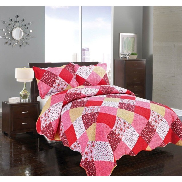 Σετ Κουβερλί Υπέρδιπλο Silk Fashion Κόκκινο...