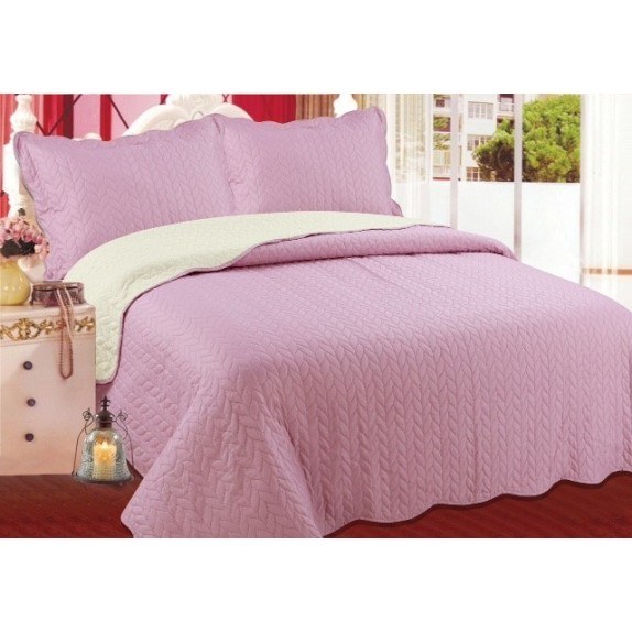 Σετ Κουβερλί Υπέρδιπλο Silk Fashion Φύλλο Amethyst 220x240