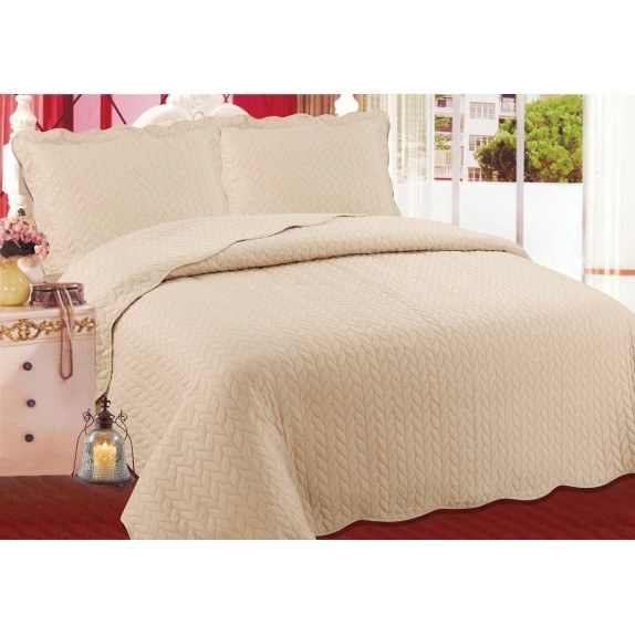 Σετ Κουβερλί Υπέρδιπλο Silk Fashion φύλλο Light Brown...