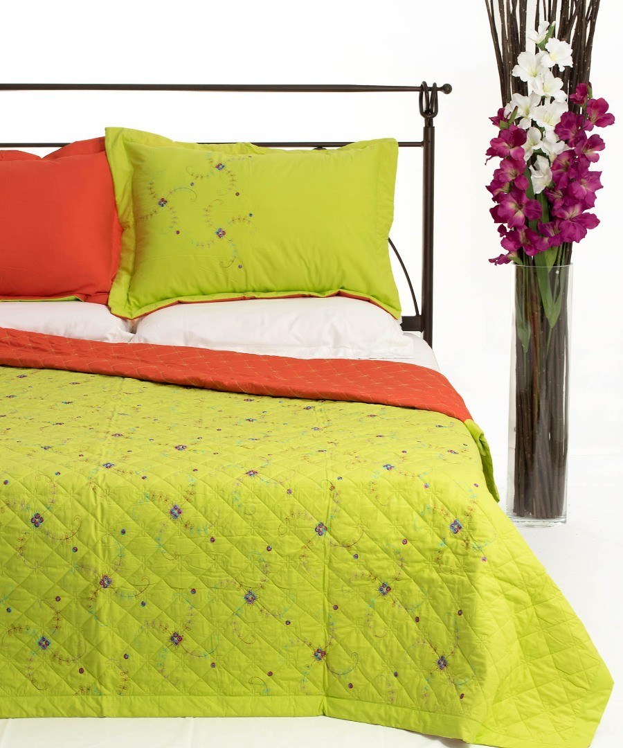 Σετ Κουβερλί Υπέρδιπλο Silk Fashion 24 Λαχανί 220x240