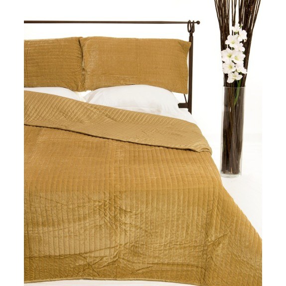Σετ Κουβερλί Υπέρδιπλο Silk Fashion Velvet Χρυσό 220x240