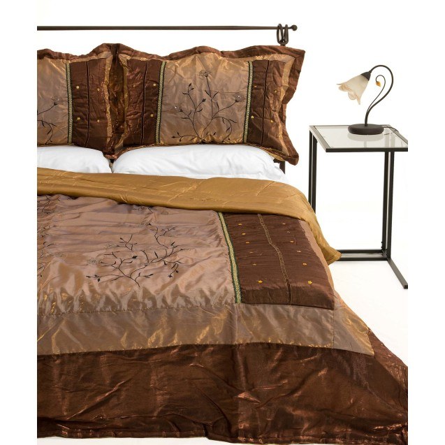 Σετ Κουβερλί Υπέρδιπλο Silk Fashion 10507 Καφέ...