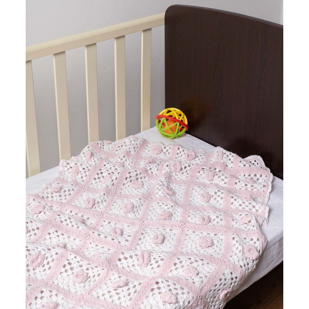 Βρεφική Κουβέρτα Πλεκτή Silk Fashion Ροζ/Λευκό...