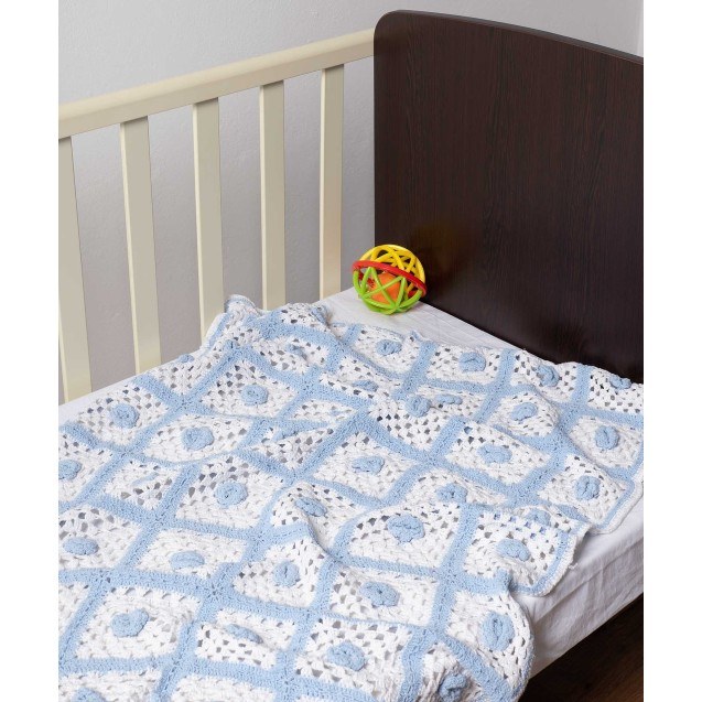 Βρεφική Κουβέρτα Πλεκτή Silk Fashion Σιέλ/Λευκό...