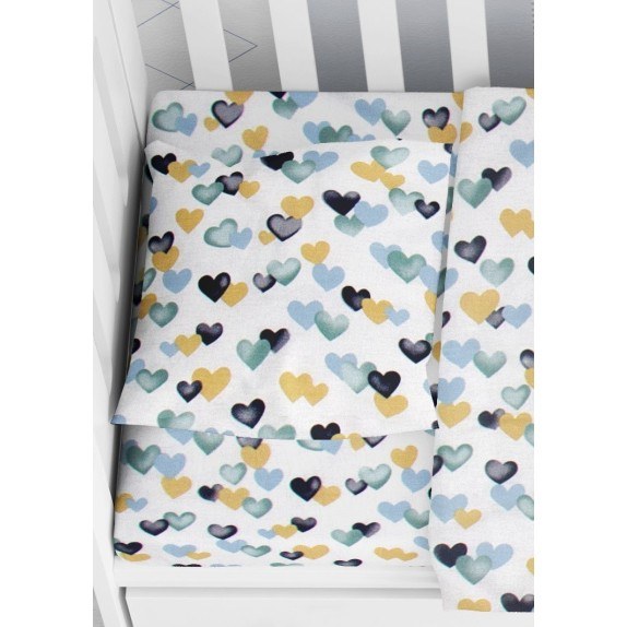 Βρεφική Μαξιλαροθήκη Dimcol Hearts 11 Grey-Green 35x45