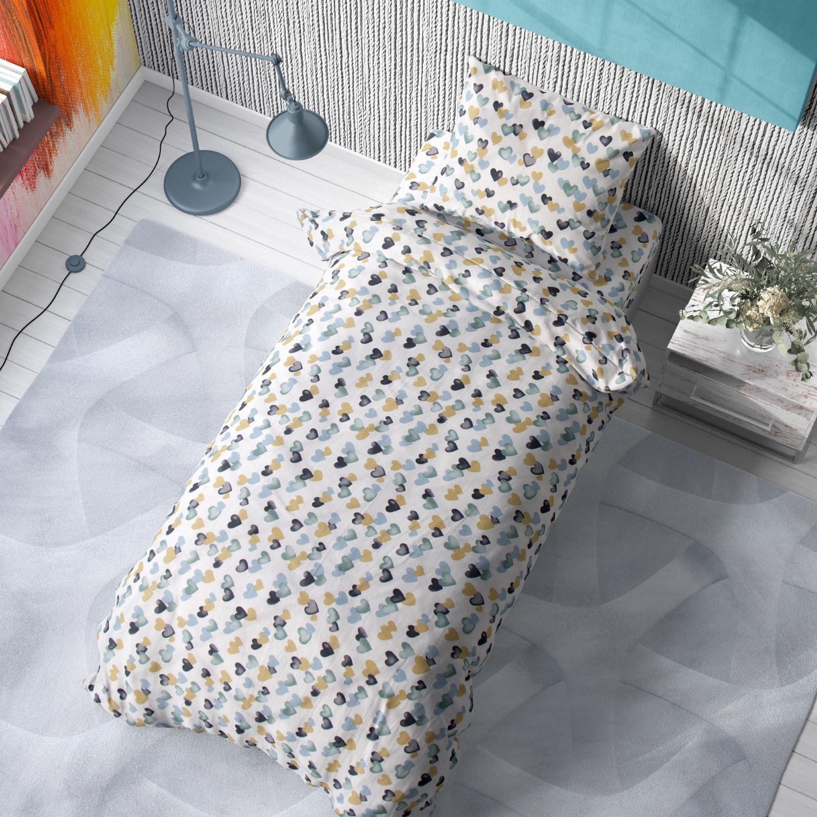 Πάπλωμα Μονό Dimcol Hearts 11 Grey-Green 160x240