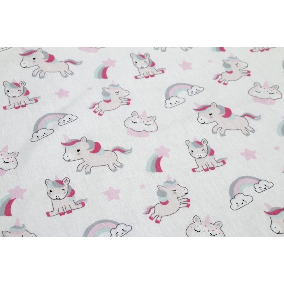 Σεντόνι Λίκνου Dimcol Unicorn 108 White-Pink 80x110