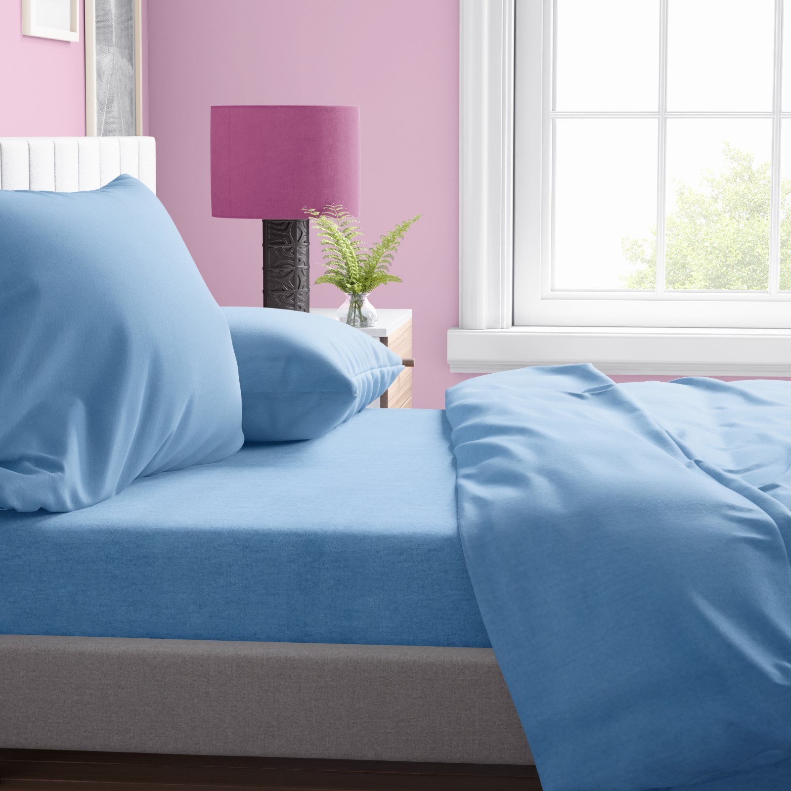 Σετ Σεντόνια Υπέρδιπλα 4 Τεμαχίων Dimcol Solid 498 Sky Blue 220x240