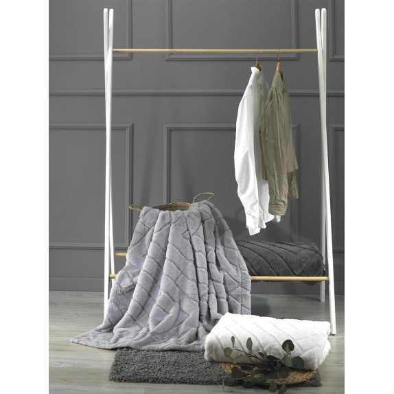 Σετ Γούνινη Κουβέρτα Υπέρδιπλη Morven Kaplan K08 Γκρι...