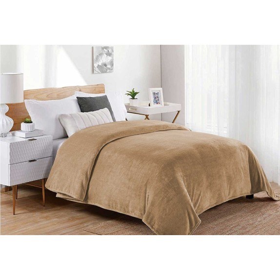 Κουβέρτα Fleece Υπέρδιπλη Dimcol Μονόχρωμη 02 Beige 220x240