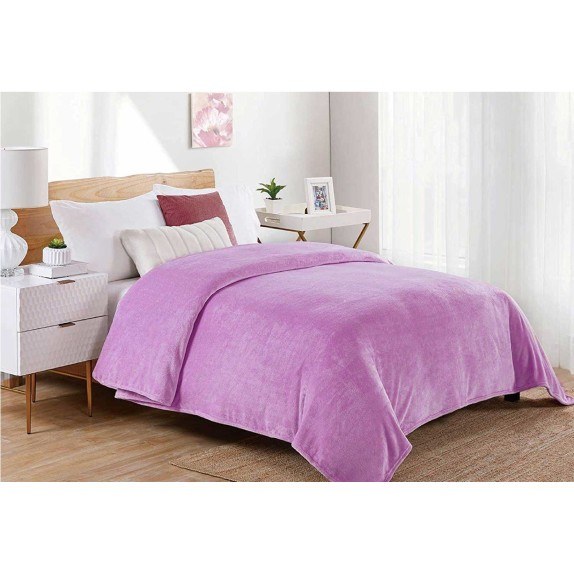Κουβέρτα Fleece Υπέρδιπλη Dimcol Μονόχρωμη 05 Lila 220x240