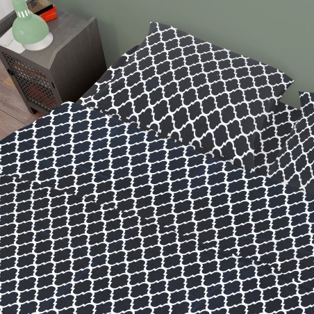 Σετ Σεντόνια King Size 4 Τεμαχίων Dimcol Windows 175 Dark Blue-White 240x270