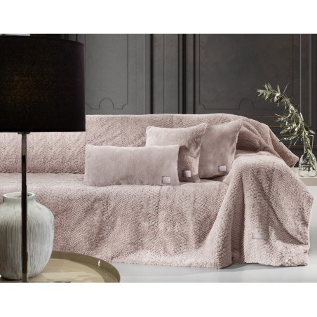 Σετ Ριχτάρι Τριθέσιου και Μαξιλαροθήκη Διακόσμησης Guy Laroche Crusty Old Pink 170x300