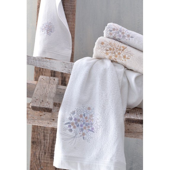 Σετ Πετσέτες 3 Τεμαχίων Rythmos Amantine Εκρού