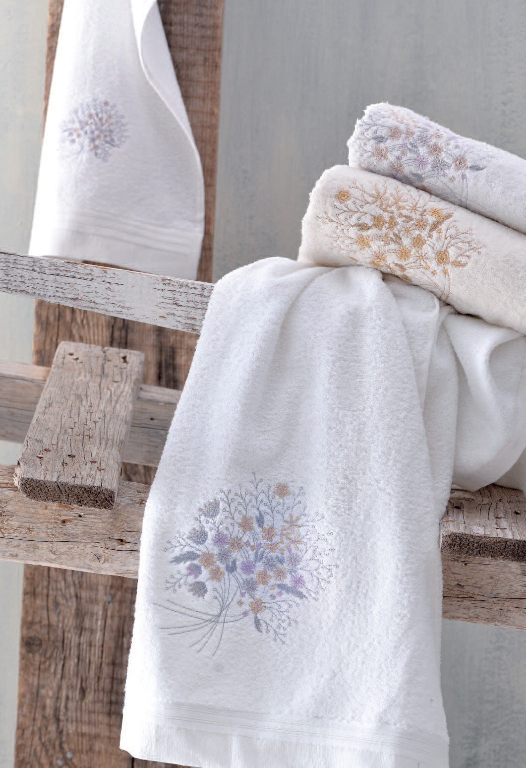 Σετ Πετσέτες 3 Τεμαχίων Rythmos Amantine Λευκό