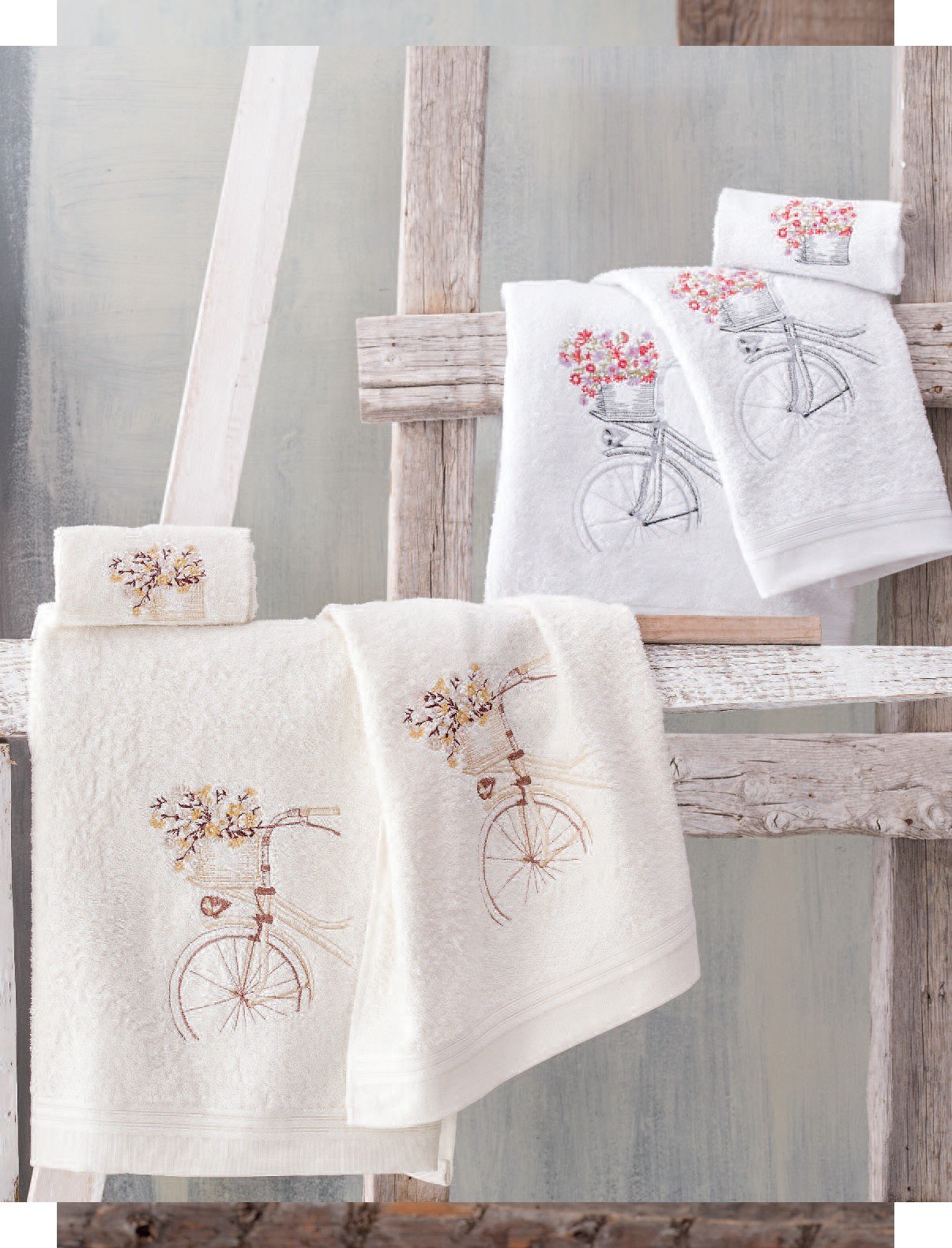 Σετ Πετσέτες 3 Τεμαχίων Rythmos Ava Λευκό