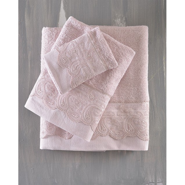 Σετ Πετσέτες 3 Τεμαχίων Rythmos Anika Ροζ